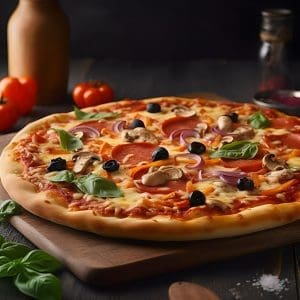 56. Pizza Salami, Schinken, Pilze